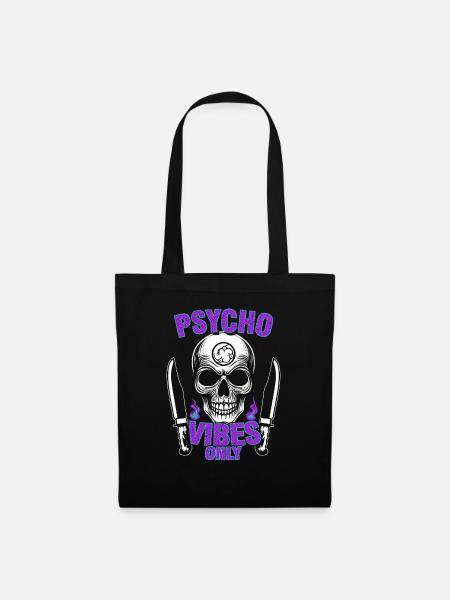 Psycho Vibes Schädel - Stoffbeutel - Schwarz