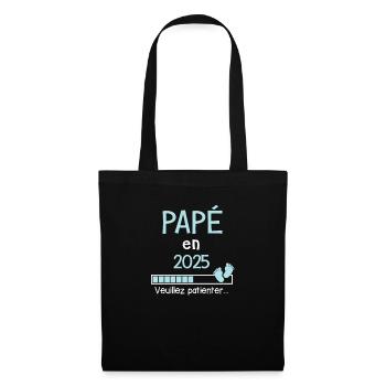 Papé en 2025 cadeau annonce futur Papi - Sac en tissu - noir - Devant