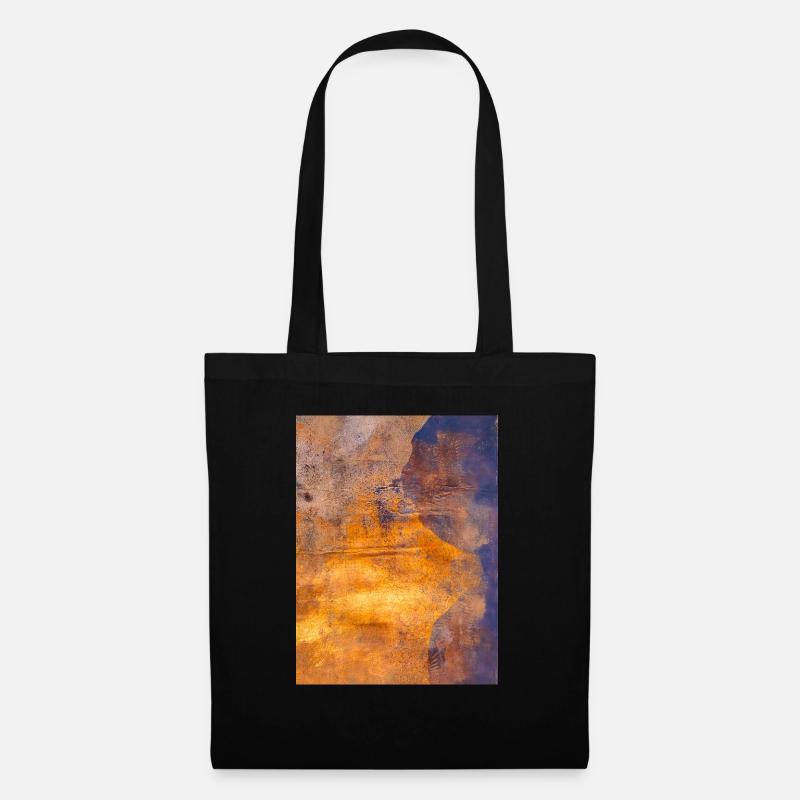gold Kunstdruck Gelli Print abstrakte Kunst - Stoffbeutel - Schwarz