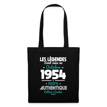 70th Anniversary - Legends born October 1954 - Tote Bag - black - Front