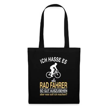 Lustiger Rad Fahrer Spruch - Stoffbeutel - Schwarz - Vorne