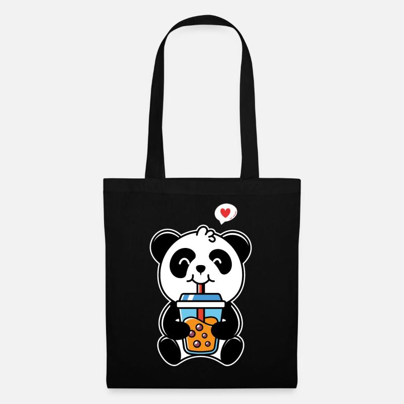 Panda trink - Stoffbeutel - Schwarz