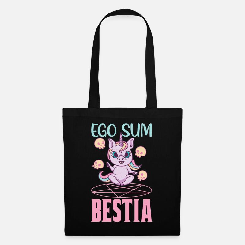 Metal Einhorn Pentagramm Baphomet Ego Sum Bestia - Stoffbeutel - Schwarz