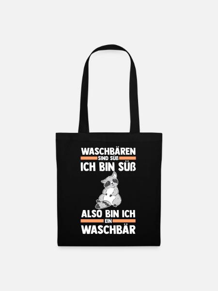 Tiermotiv Waschbär - Stoffbeutel - Schwarz