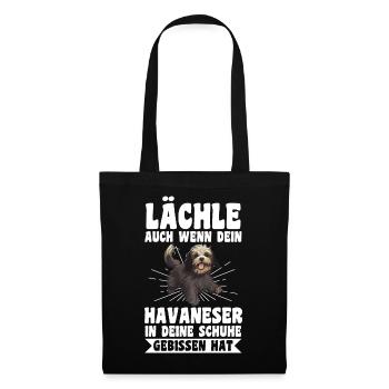 Hund Havaneser - Stoffbeutel - Schwarz - Vorne