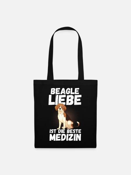 Hund Beagle - Stoffbeutel - Schwarz