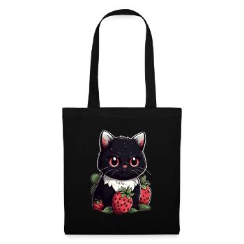 Ragamuffin Fraise Cat Cadeau - Sac en tissu - noir - Devant