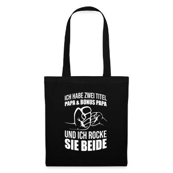 Vatertag Geschenk Vatertag Papa und Bonus Papa - Stoffbeutel - Schwarz - Vorne