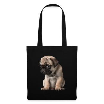 Shy Pug Puppy - Tote Bag - black - Front