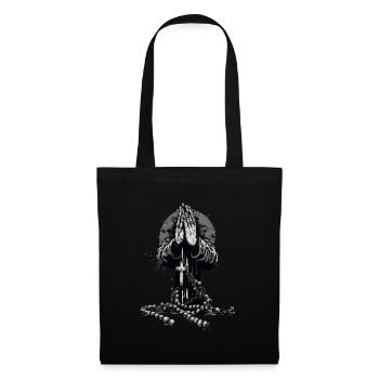 Praying hands with rosary - Tote Bag - black - Front