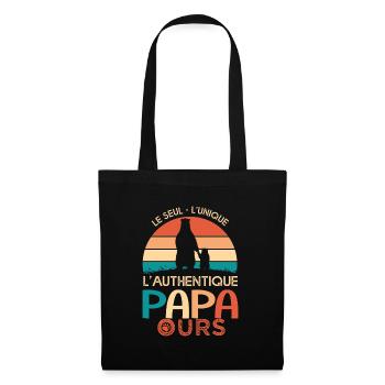 papa ours cadeau t shirt papa ours fête des pères - Sac en tissu - noir - Devant