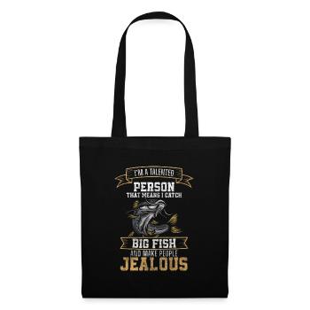 Pêcheur, Pêche, Loisirs, Eau - Sac en tissu - noir - Devant