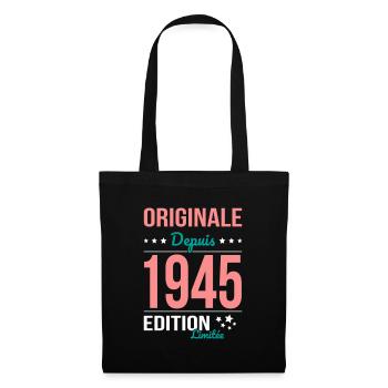 80-jähriges Jubiläum - Original seit 1945 - Stoffbeutel - Schwarz - Vorne
