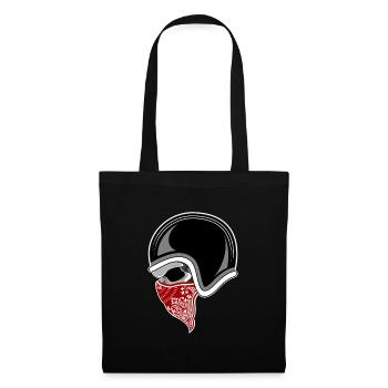 Motorbike skull red bandana - Tote Bag - black - Front