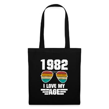 Anniversaire Lunettes Rétro 1982 Born Cadeau - Sac en tissu - noir - Devant