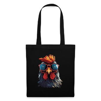 Drôle de poulet avec des lunettes de soleil - Sac en tissu - noir - Devant