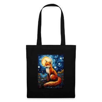 fuchs, Sternennacht, Van Gogh, Style - Stoffbeutel - Schwarz - Vorne