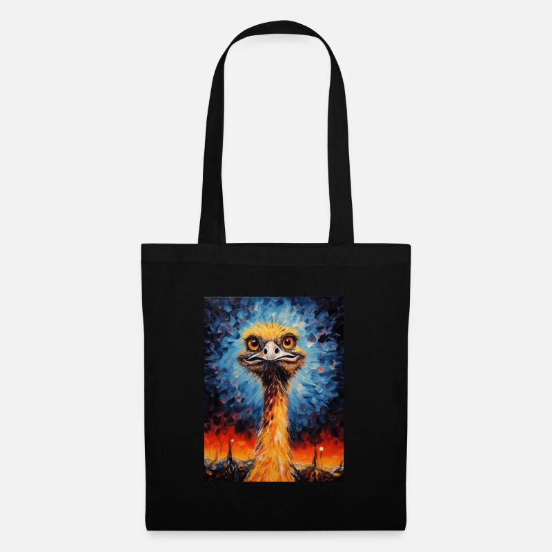 strauß, van gogh, sternennacht, tier, vogel - Stoffbeutel - Schwarz