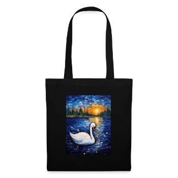 Cygne, Van Gogh, Nuit Étoilée, Animal, Oiseau - Sac en tissu - noir - Devant