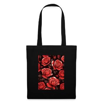 Motif de rose - Sac en tissu - noir - Devant
