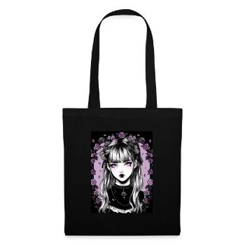 Anime, Mädchen, Geschenk - Stoffbeutel - Schwarz - Vorne