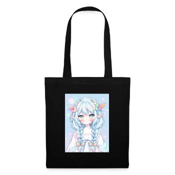 Anime Girl Anime Fille Elfe - Sac en tissu - noir - Devant