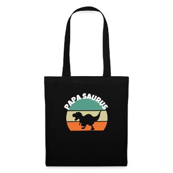 Papasaurus Dino Papa Vatertag Geschenk Dinosaurier - Stoffbeutel - Schwarz - Vorne