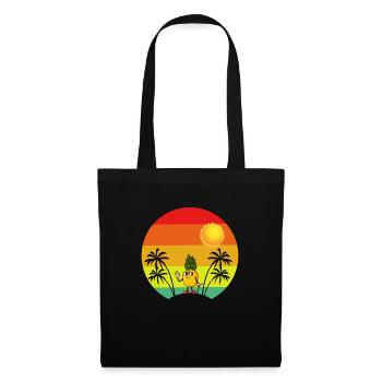 Ananas Rétro Palmiers Tropical Été - Sac en tissu - noir - Devant