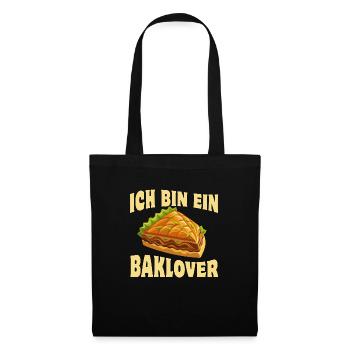 Ich bin ein Baklover, Baklava, Süßspeise, Spruch - Stoffbeutel - Schwarz - Vorne