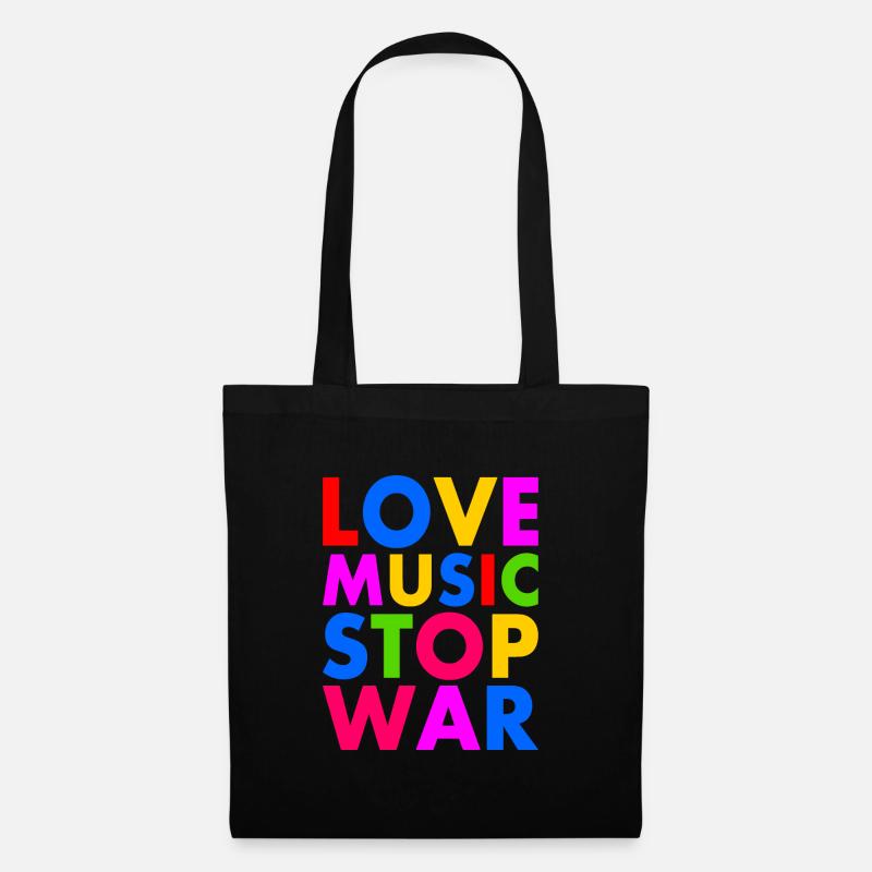 Love music stop war - Stoffbeutel - Schwarz