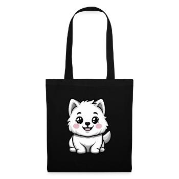 Chien Samoyède Mignon - Sac en tissu - noir - Devant