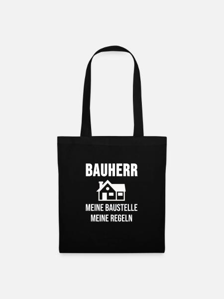 Bauherr Hausbau Baustelle Witziges Geschenk - Stoffbeutel - Schwarz