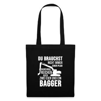 Bagger Baggerfahrer Baustelle Cooles Geschenk - Stoffbeutel - Schwarz - Vorne