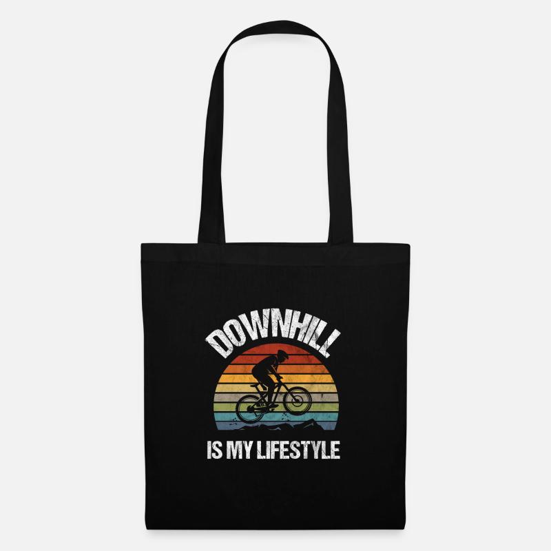 Downhill Mountainbike Mountainbiker Geschenk - Stoffbeutel - Schwarz
