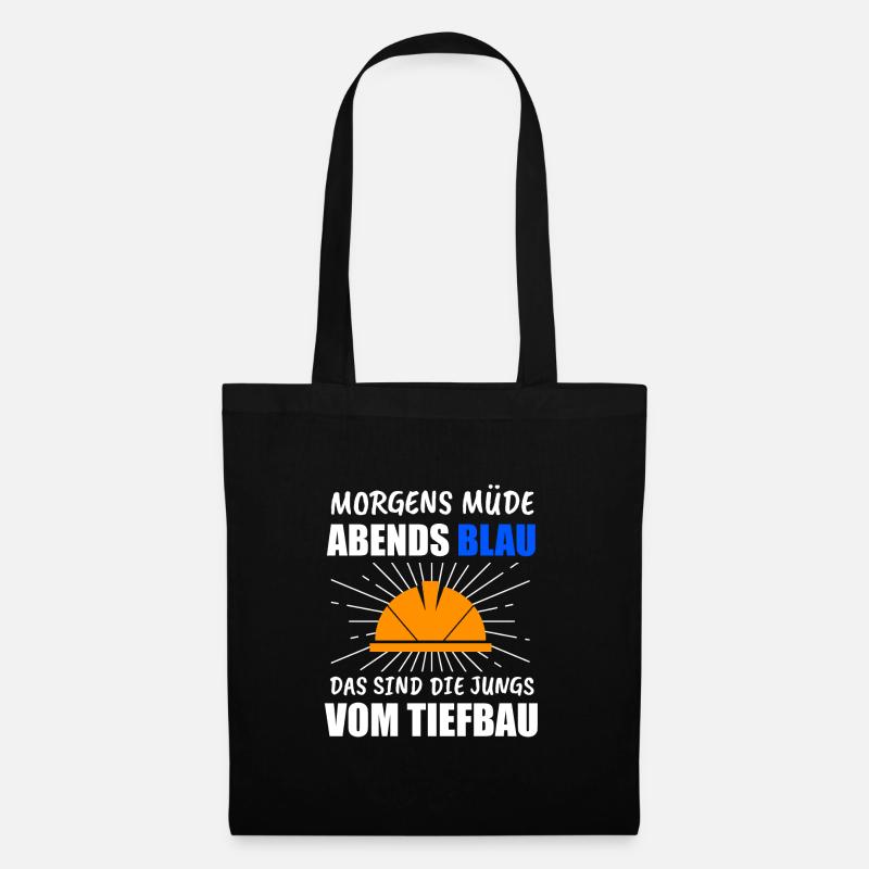 Tiefbau Tiefbauer Bauarbeiter Geschenk - Stoffbeutel - Schwarz