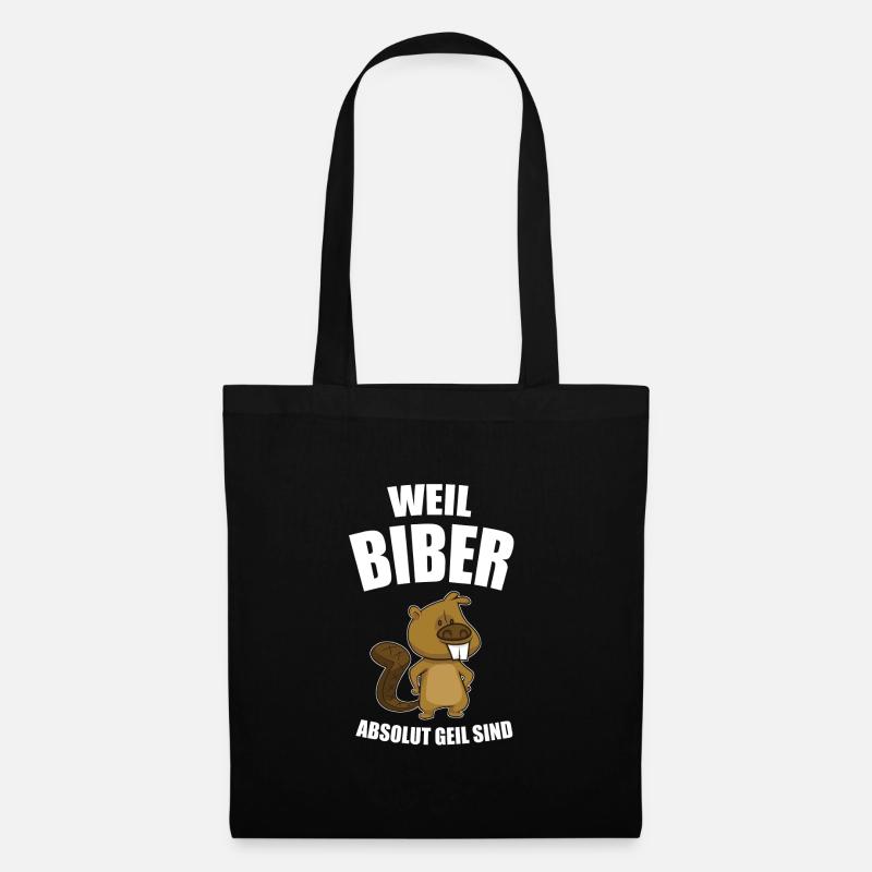Biber Nagetier Tier Geschenk & Besitzer - Stoffbeutel - Schwarz
