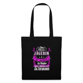 Jägerin Jäger Hirsch Geschenk - Stoffbeutel - Schwarz - Vorne