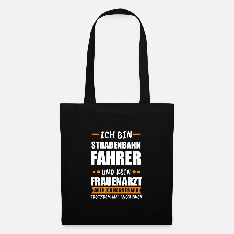 Straßenbahn Zug Straßenbahnfahrer Geschenk - Stoffbeutel - Schwarz