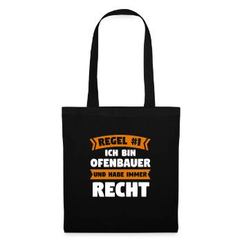 Ofenbauer Ofen Kamin Geschenk - Stoffbeutel - Schwarz - Vorne