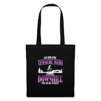 Downhill Mama MTB Mountainbike Geschenk - Stoffbeutel - Schwarz - Vorne