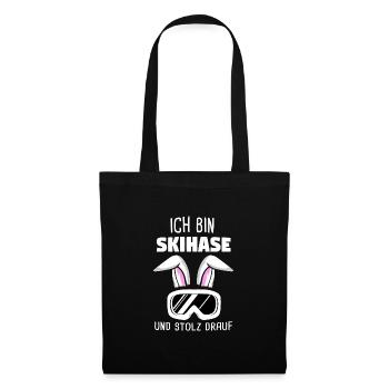 Skihaserl Skihase Apres Ski Geschenk - Stoffbeutel - Schwarz - Vorne