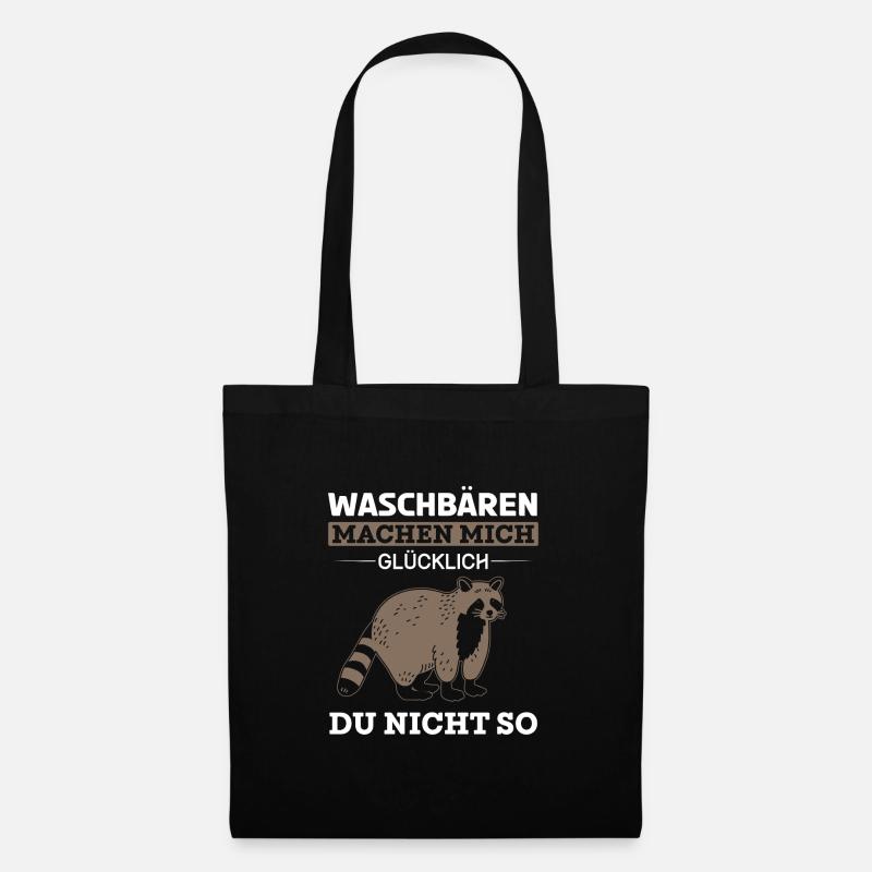 Waschbären machen glücklich Waschbär Geschenk - Stoffbeutel - Schwarz