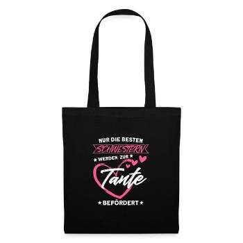 Tante Schwester Geschwister Geschenk - Stoffbeutel - Schwarz - Vorne