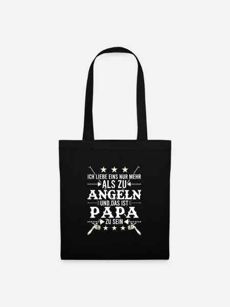 Angler Papa Angler Geschenk - Stoffbeutel - Schwarz