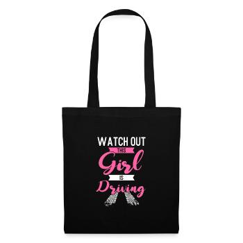Permis de conduire fille driving girl - Sac en tissu - noir - Devant
