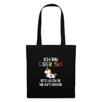 50. Geburtstag Frau 50 Jahre Einhorn Geschenk - Stoffbeutel - Schwarz - Vorne