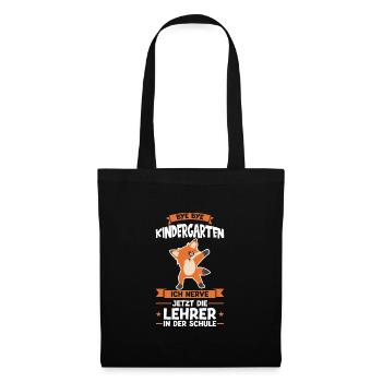 Schulkind Fuchs Einschulung Geschenk - Stoffbeutel - Schwarz - Vorne