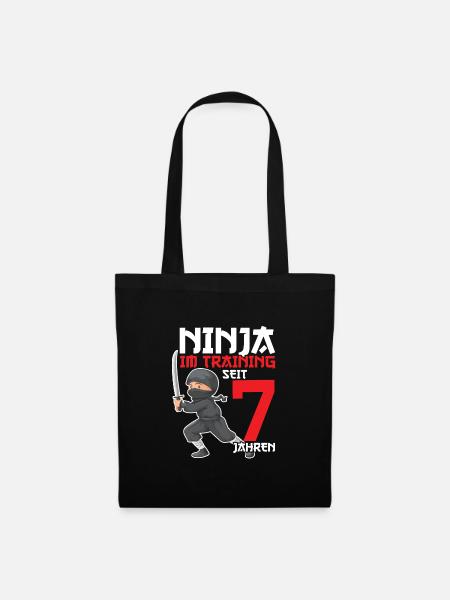 7. Geburtstag Ninja 7 Jahre Geschenk - Stoffbeutel - Schwarz