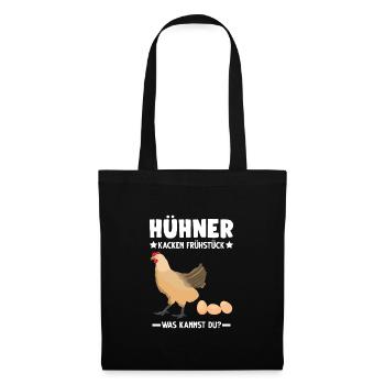 Huhn Hühner Bauer Geschenk - Stoffbeutel - Schwarz - Vorne
