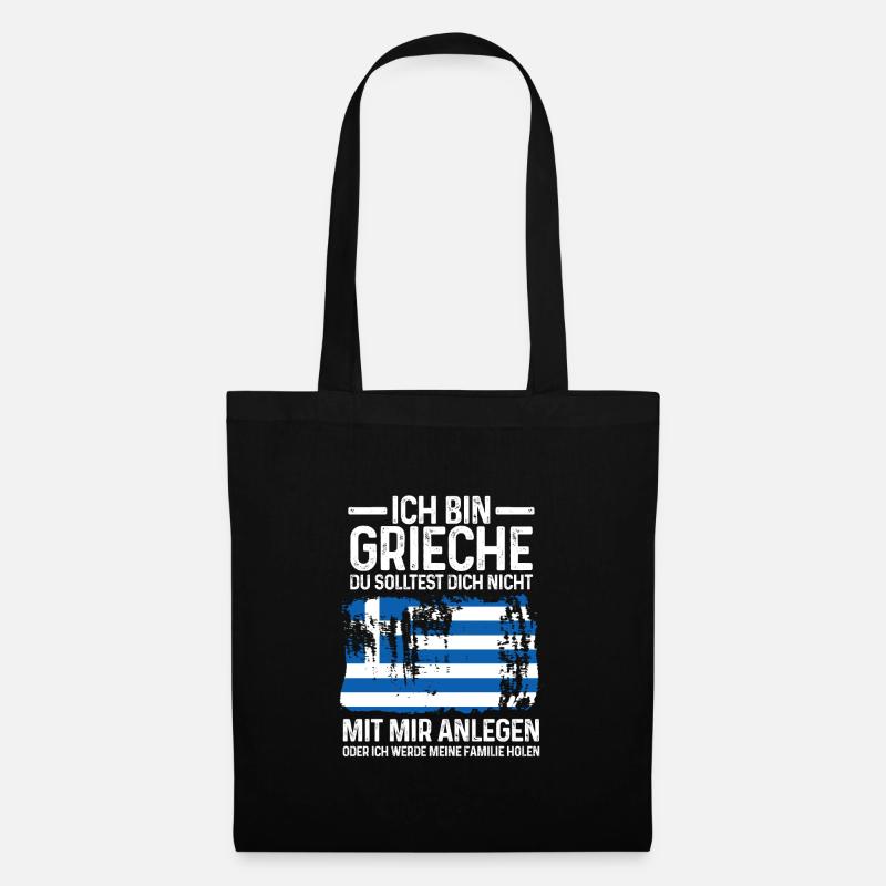 Grieche Griechisch Griechische Flagge Geschenk - Stoffbeutel - Schwarz